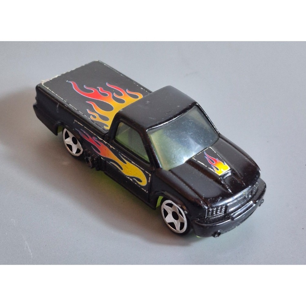 Hot Wheels 2001 McDonald's Street Truck Glow Rider Die-Cast Black Flames